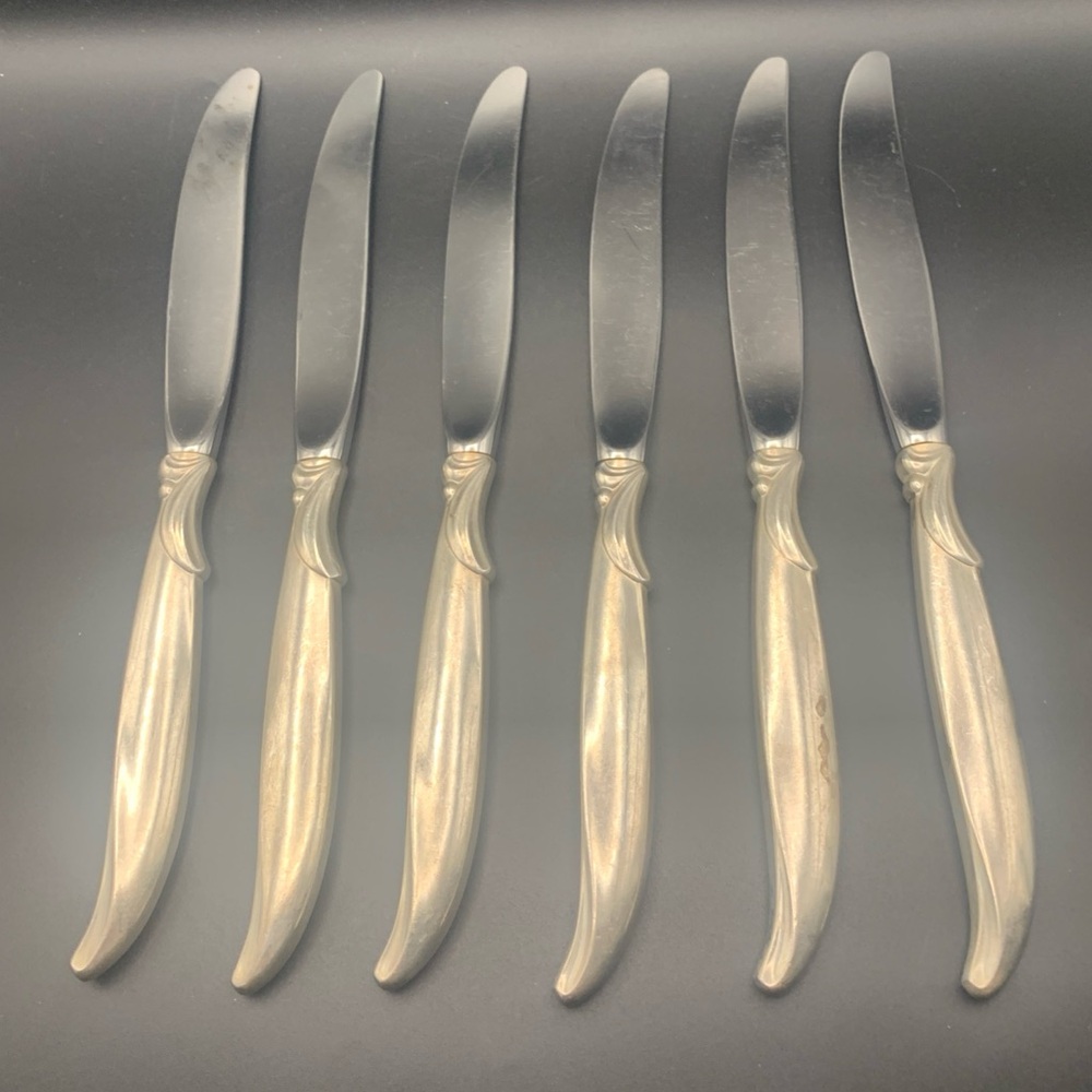 Vintage 1847 Rogers Brothers FLAIR Pattern Silverplate Flatware Knives Lot of 6